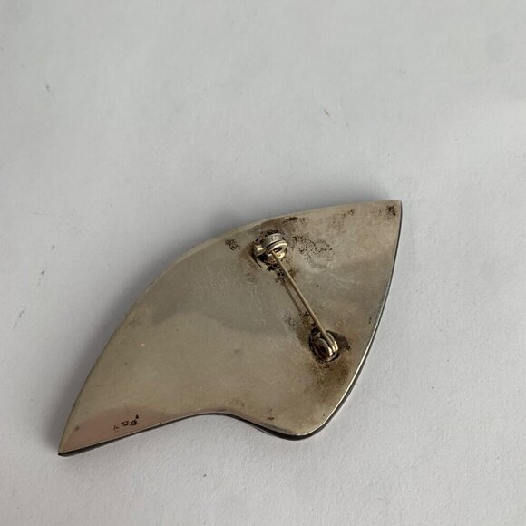 Vintage Sterling 925 Mexico Inlay Brooch Pin 1950s 1960s - Picture 5 of 6